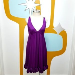 Plum Cocktail Dress with Flower Trim